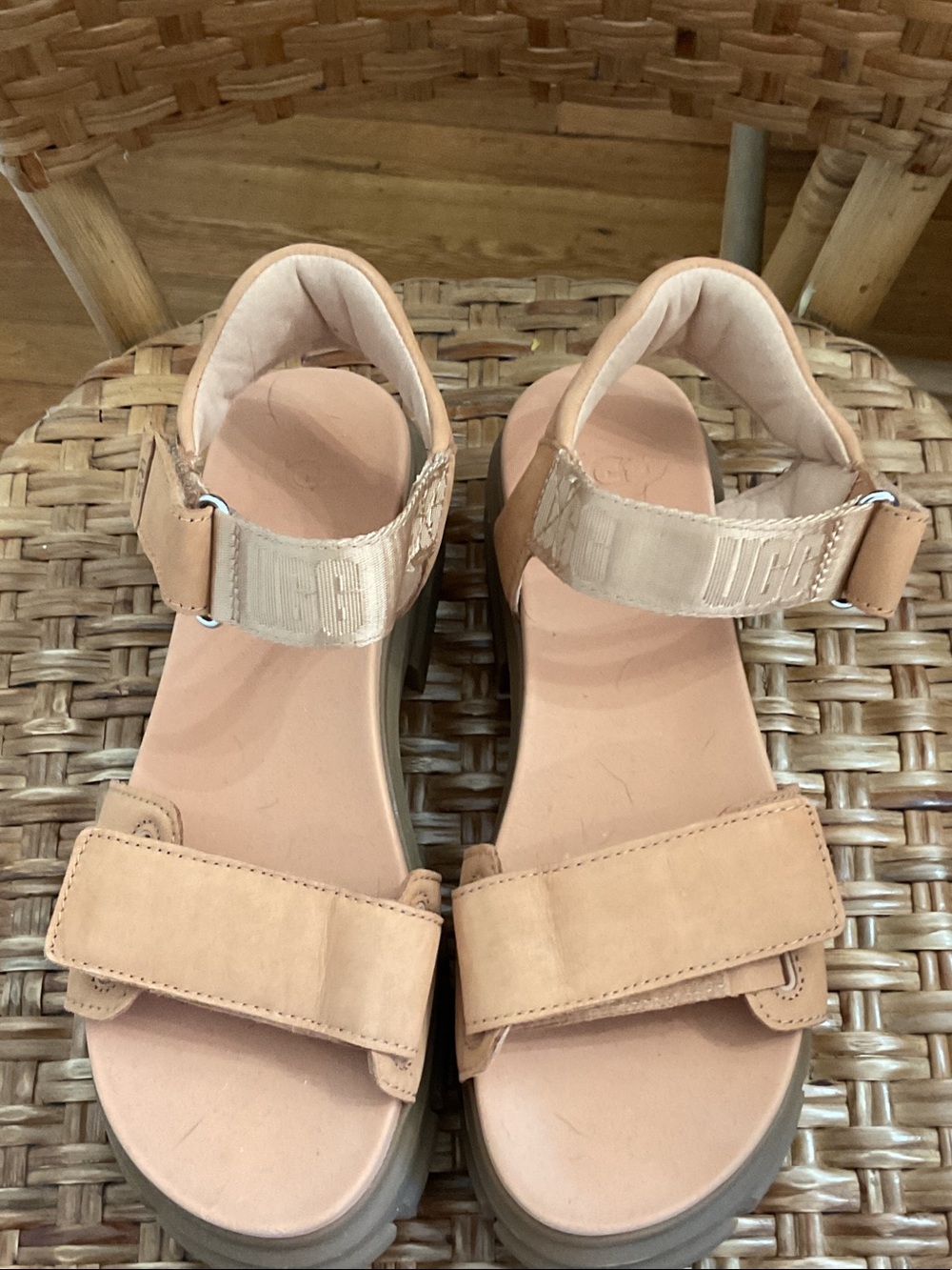 UGG Women's Tan Platform Sandals with Adjustable Straps